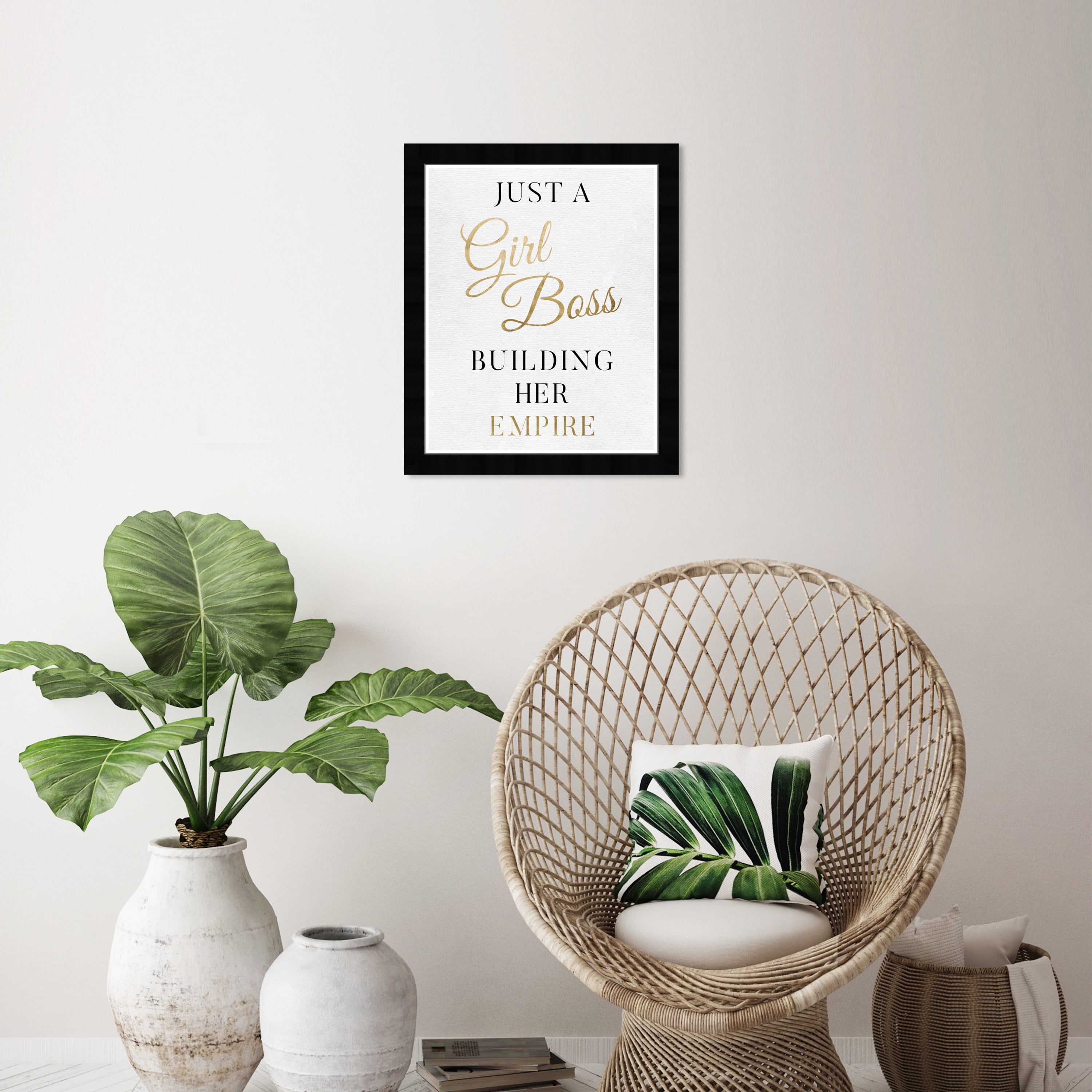Wynwood Studio Prints Girl Boss and Her Empire Classic Typography and Quotes Empowered Women Quotes and Sayings Wall Art Canvas Print White 13x19