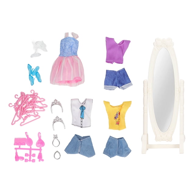 Conjunto de Ropa para Muñecas Yuxing 1:12 Accesorios de Espejo de Corona en Miniatura