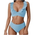 thumbnail image 2 of Trajes de baño para mujer, Trajes de baño para mujer Traje de baño de mujer con abertura, cintura alta, color liso, traje de baño bikini conservador y a la moda Traje de baño de nailon para mujer, 2 of 4