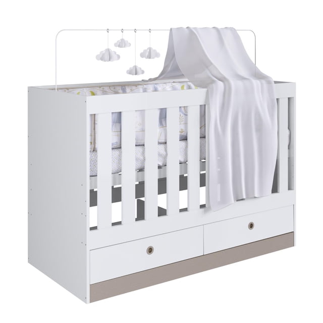 Cuna Corral Nordica 3 En 1 Cama Entrenadora Para Bebe Armable de Madera Blanco Kingshouse