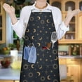 thumbnail image 6 of Dark Blue Sun Moon Cross Pattern Apron-Garden Aprons for Women with Pockets-Cotton Linen Waterproof Kitchen Cooking Gardening Aprons Adjustable for Kitchen,Cooking,BBQ and Salon 33x27 Inch, 6 of 7