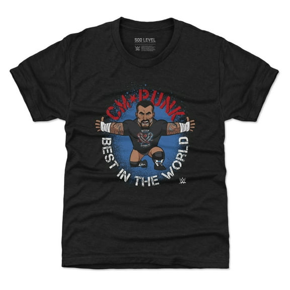 Youth 500 Level Heather Black CM Punk Big Shots Pose T-Shirt