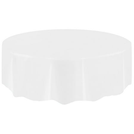 

Gyouwnll Large Plastic Circular Table Cover Cloth Wipe Clean Party Tablecloth Covers WH the Wipe White