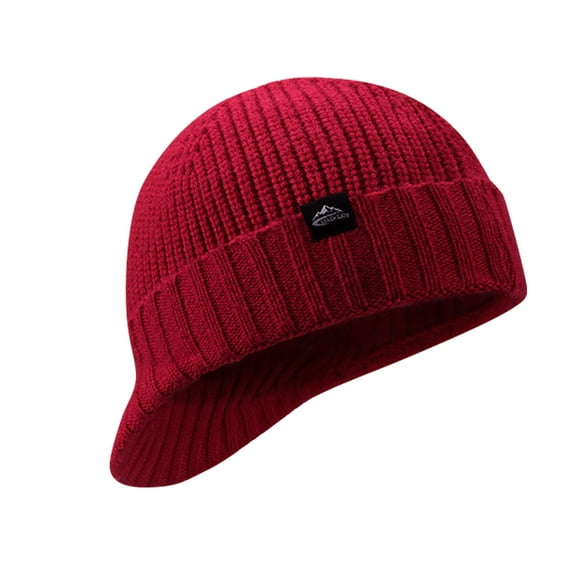 HJYCHN Winter Hats for Women Men's Windproof Wool Knitted Beanie Solid Color Fashion Warm Hat for Casual Style Winter Hat Wine A