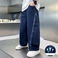 thumbnail image 2 of SJLDQY Boys Baggy Pants Summer Lightweight Breathable Wide Leg Pants Loose Fit Casual Trousers with Pockets, 2 of 5