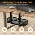 thumbnail image 7 of Gueiykk Under Desk Cable Management Tray, No Drill Steel Desk Cord Organizers Box Wire Management Tray Cable Management Rack with Clamp for Office Home (Black), 7 of 7