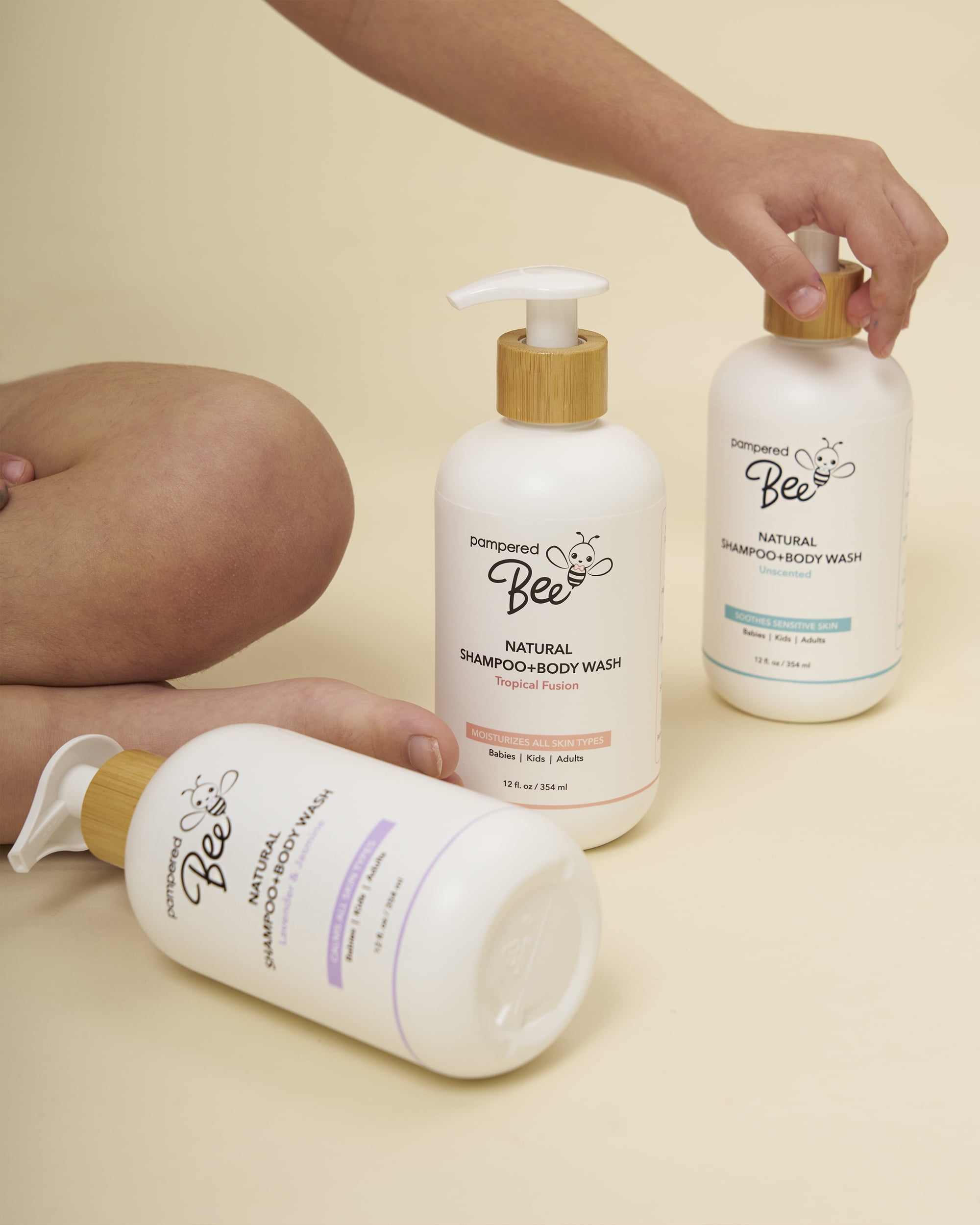 (6 pack) Pampered Bee Natural Unscented Shampoo & Body Wash, 12 fl oz