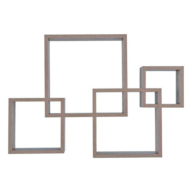 Estante Danya B Cubos Intersectados Flotantes Roble Envejecido 45x10x65 cm