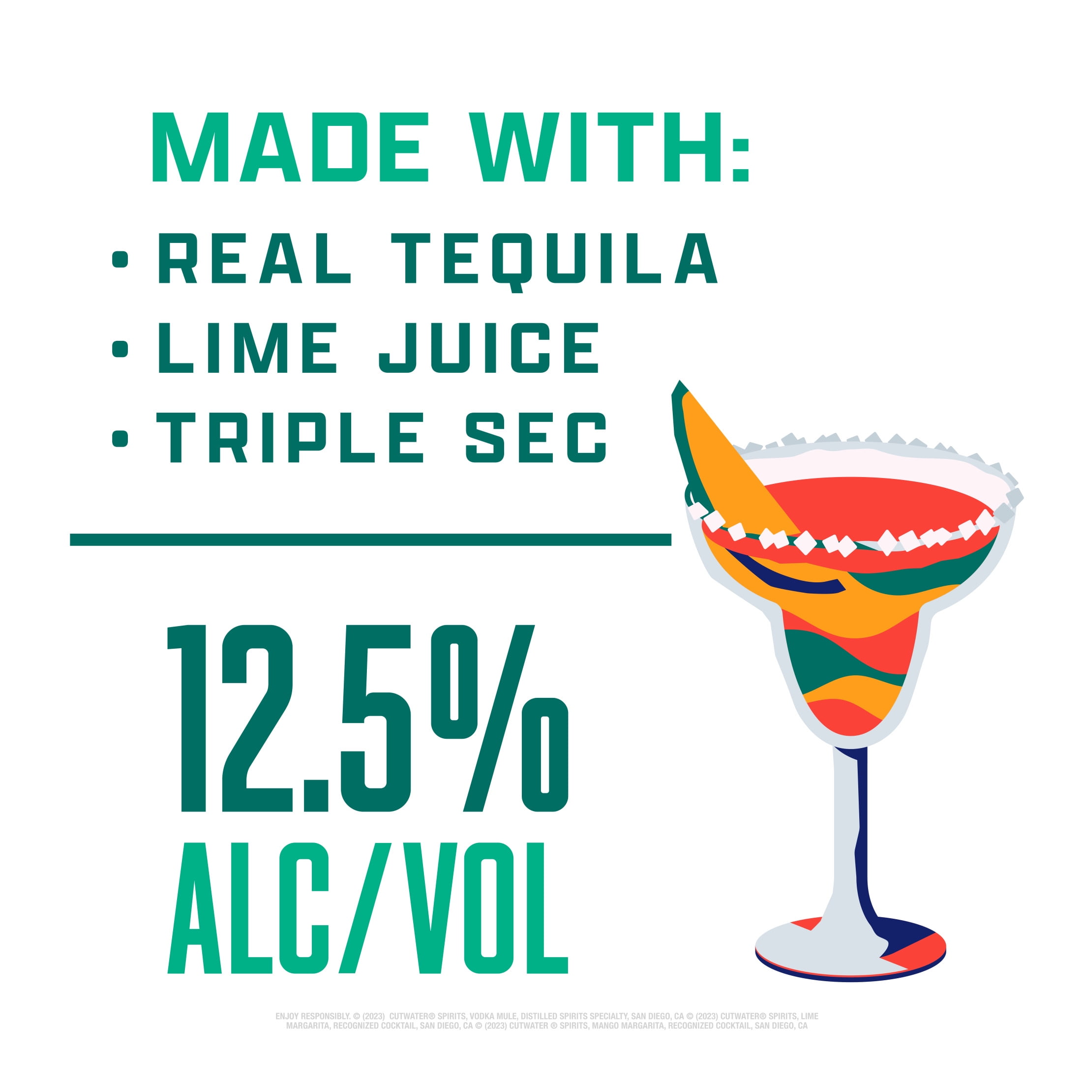 Cutwater Tequila Mango Margarita 4 pack 12 fl oz Aluminum Cans 12.5% ABV