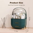 thumbnail image 5 of Makeup Organizers and Storage Make up Organizer for Vanity Cosmetics Skincare With Lid and Drawers Display Cases for Countertop Bathroom Women Teenager Girl Gifts(Dark Green), 5 of 6