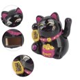 thumbnail image 5 of Yajisi 2 Inch Chinese Lucky Cat Fortune Decoration Waving Arm Solar Powered Figurine for Home Office Car Desk Ornament, Black, Sit Sideways, 5 of 5