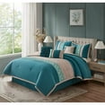 thumbnail image 2 of Nanshing Juliana 7 Piece Glam Floral Comforter Set, Teal/Grey, King, 2 of 5