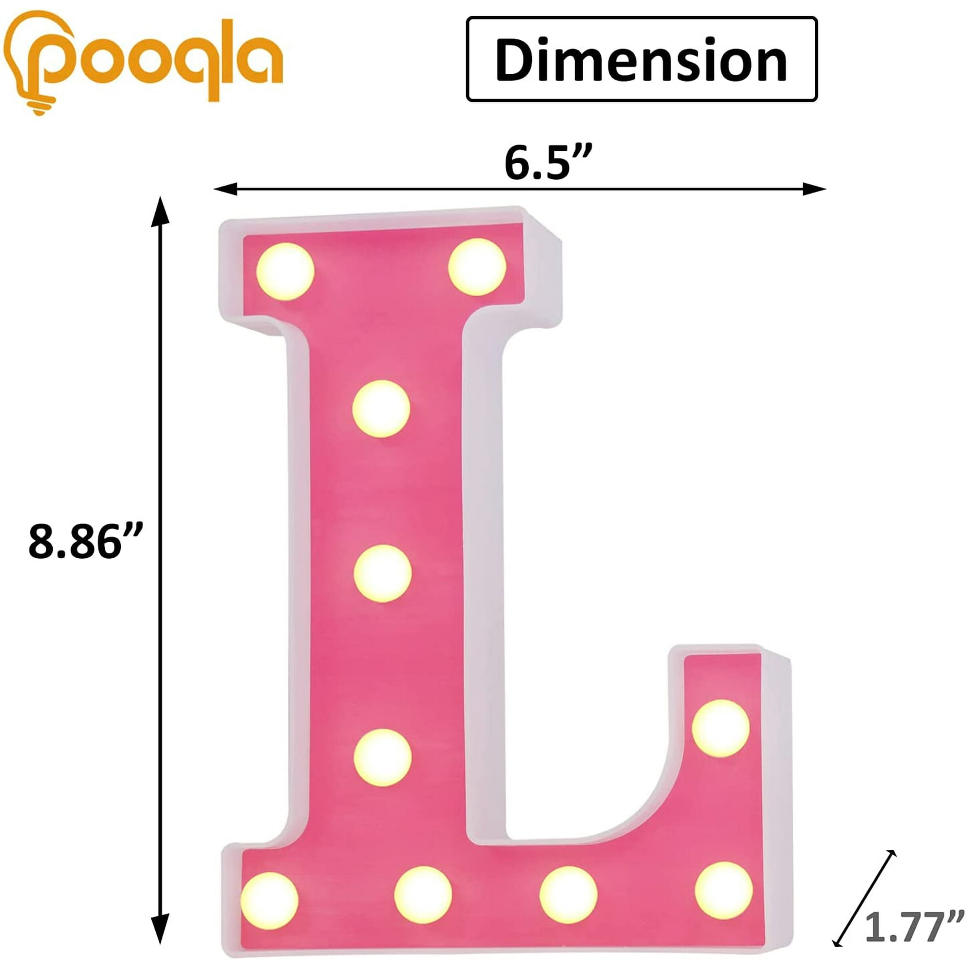 ecchou led letter lights pink light up alphabet sign colorful diy marquee night light with warm white led for kids home party birthday wedding bar decoration pink letter l walmart canada