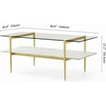 thumbnail image 2 of Rectangle Coffee Table Mid-Century Modern Design L W x H for Living Room - Structure Amber Glass Top and Walnut MDF Shelf Sleek Conical Metal Legs with Gold Finish, 2 of 9