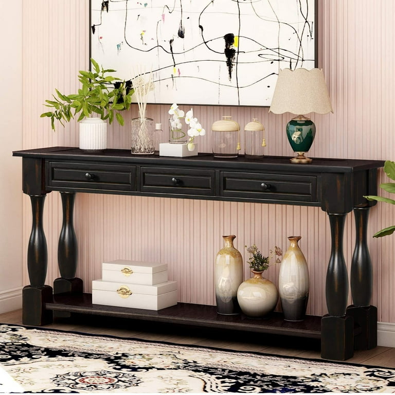 Black entryway sale table with storage