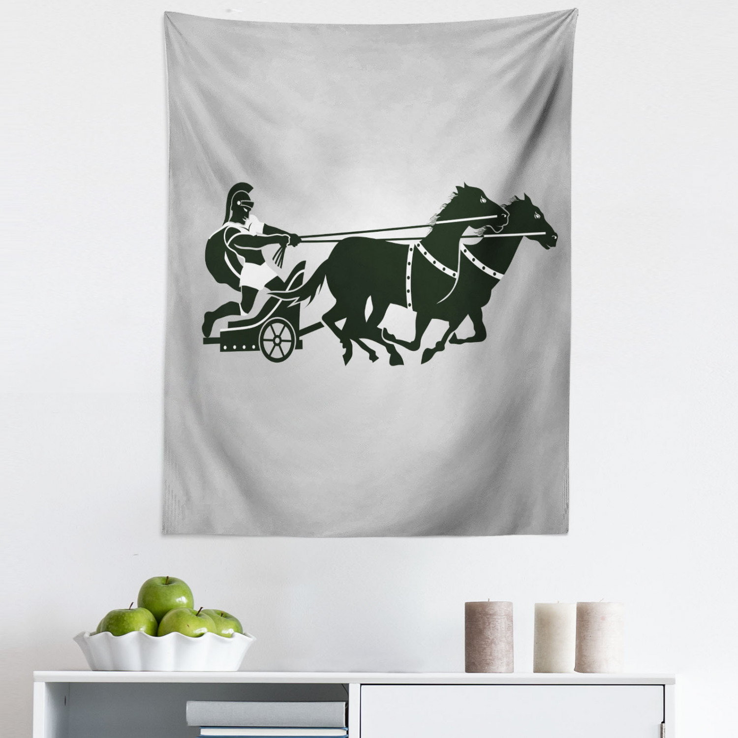 Retro Tapestry, Mythological Chariot Gladiator with Horse Traditional ...