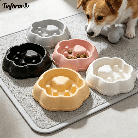 Twfbrm Slow Feeder Dog Bowls, Paw Shaped Anti-Chocking Food Feeding Bowls, Non-Slip Food-Grade Pet Feeder Dish, Reduces Bloating & Overeating Slow Eating Puzzle Bowl for Cats & Small Dogs