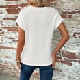 thumbnail image 6 of Women's Neck Twist Front T Shirts Cap Sleeve Waffle Knit Casual Tops, 6 of 8