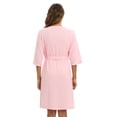 thumbnail image 5 of Women's Zipper Robe 3/4 Sleeve House Wear Knee Length Sleepwear Soft Casual Waffle Knit Housecoat with Pockets and Belt, S-2XL, 5 of 7
