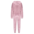 thumbnail image 4 of Fanxing Teen Girls Fleece Sweatsuits 3 Piece Outfits Juniors Crewneck Pullover Hoodies Sweatshirts with Sweatpants 3 Piece Matching Sets Comfort Lounge Wear Pink,XL, 4 of 5