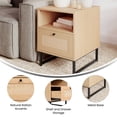 thumbnail image 4 of Merrick Lane Burkett Mid-Century Modern Wooden Bed Side Table/Nightstand with Drawer and Shelf in Natural Finish, 4 of 12