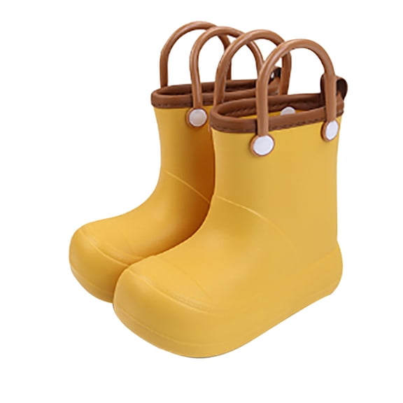 XIMIN Kids Boys Girls Short Ankle Rain Boots with Easy-On Handles Easy-on Lightweight Waterproof Plain Rubber Rainboots Outdoor Portable Shoes