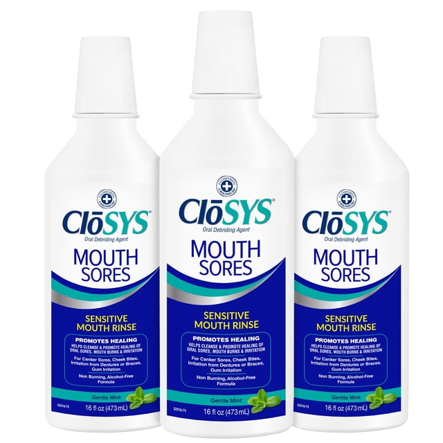 Enjuague bucal CloSys Mouth Sore sin alcohol, 480 ml (paquete de 3)
