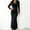 Black, variant on Women's Spring Summer Long Sleeve Dress Cowl Neck Ruched Flowy Elegant Evening Gown Bodycon Cocktail Midi Dresses Wine L