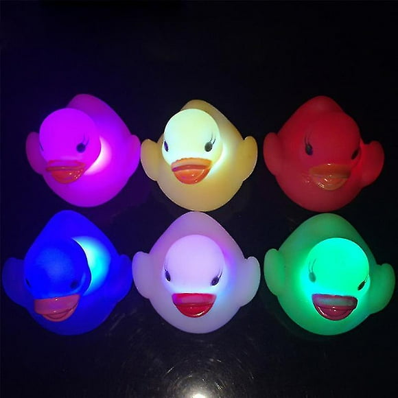 Bath toys 4 pcs/set duck bath toys led light water swimming child's play mouth mini rubber duck (HTOOQ)