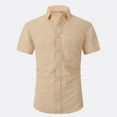 thumbnail image 2 of YYDGH Mens High Stretch Dress Shirts Short Sleeve Button Up Shirts Business Casual Shirt with Pocket Beige XXL, 2 of 4