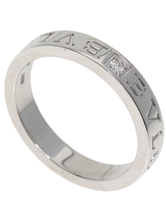 Pre-Owned Bulgari Double Logo Diamond Ring, 18K White Gold, Women's BVLGARI
