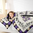 thumbnail image 4 of Manfei Spooky Halloween Print 7 Pieces Full Size Bedding Sets,Purple Floral Full Size Bed in a Bag,Black Reversible, 4 of 7