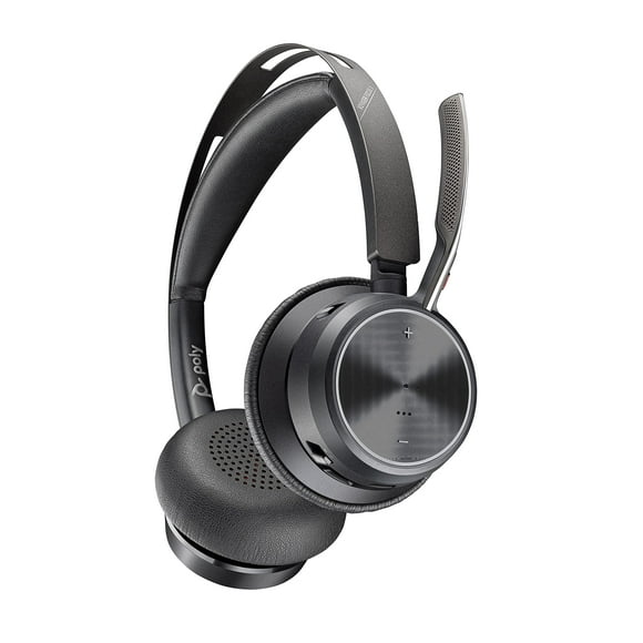 Poly - Auriculares Voyager Focus 2 UC USB-A (Plantronics) - Auriculares Bluetooth de doble oreja (estéreo) con micrófono boom - Compatible con USB-A PC/Mac - Cancelación activa de ruido - Funciona con
