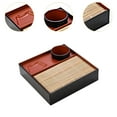 thumbnail image 6 of kowaku Soba Noodle Plate Cold Soba Serving Dish Food Appetizer Tray Kitchen with Drain Mat Drainboard Sushi Serving Plate Square black inside, 6 of 9