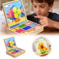 thumbnail image 2 of Hearth & Gear Wooden Pattern Puzzle Tangram Puzzle With Pattern Cards Wooden Stacking Puzzles Early Math Geometric Learning Observation Difficult Britannic Chickadee Convergence Viaduct Bibliophile, 2 of 7