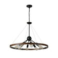 thumbnail image 7 of Jopath 32" Rustic Industrial Chandelier, 8-Light Farmhouse Pendant Lighting Fixture with Metal and Wood Finish, Adjustable Chain for Dining Room, Kitchen, or Living Room (No Bulb), 7 of 7