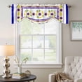 thumbnail image 6 of Mediterranean Style Lemon Floral Tie Up Valances Curtain, Adjustable Kitchen Blue Border Countryside Valances for Windows Decor, Rod Pocket Short Curtains Set for Bedroom/Bathroom, 54"x18", 6 of 9