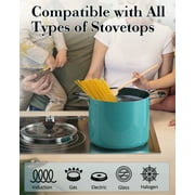 Cook N Home Professional 10.5 Quart Nonstick Stock Pot with Lid, Riveted Handles, Big Soup Pot for Holiday Feasts, Stockpot with Even Heating, Induction Cookware, Oven & Dishwasher Safe, Turquoise