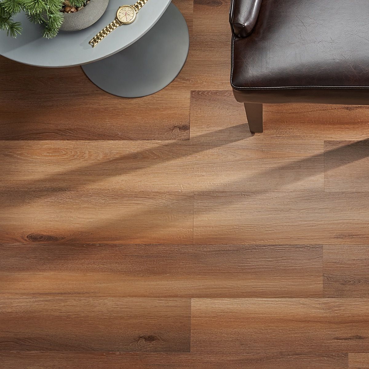 Bond Tile Lujo 28mil Oak Scotch 6 in. x 48 in. Rigid Click-Lock Luxury Vinyl Tile Flooring (27.39 Sq. Ft. / Case)