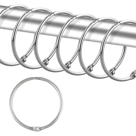 24 Pack Shower Curtain Rings,Rust Proof Shower Curtain Hooks for Bathroom,Circular Decorative Shower Curtain Rings and Hooks for Shower Rod,Metal Rings for Shower Curtain(Chrome)