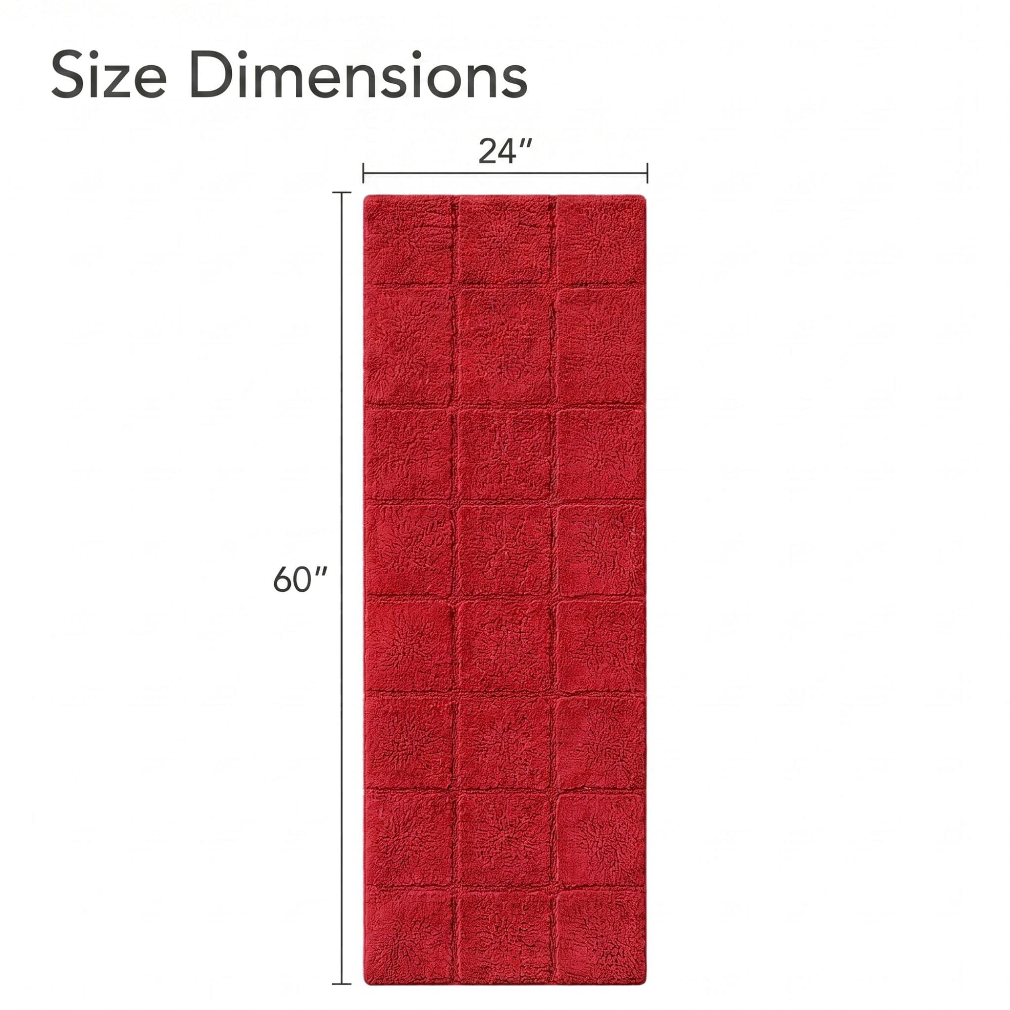 Superior Checkered Cotton Washable Non-Slip Bath Rug, Runner Size, Burgundy