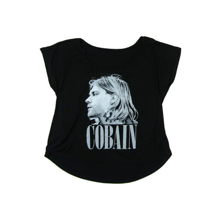 Nirvana Kurt Cobain Profile Pic Womens Black Dolman Shirt