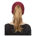 thumbnail image 1 of Gravity Threads Children's Pony Tail Thick Knit Beanie, Red, 1 of 2
