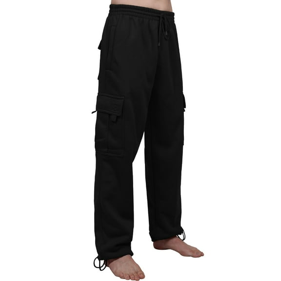 J. METHOD Men’s Cargo Pants Lightweight Comfy Jogger Fleece Elastic Waistband Workout Casual Active Sports Sweatpants NEMP17 Black M