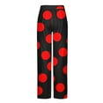 thumbnail image 4 of HOOMEUMY Men's Polka Dot Pants Wide Leg Trousers High Waist Loose Fit Elastic Waist Comfy Flowy Fall Beach Pants Red L, 4 of 4