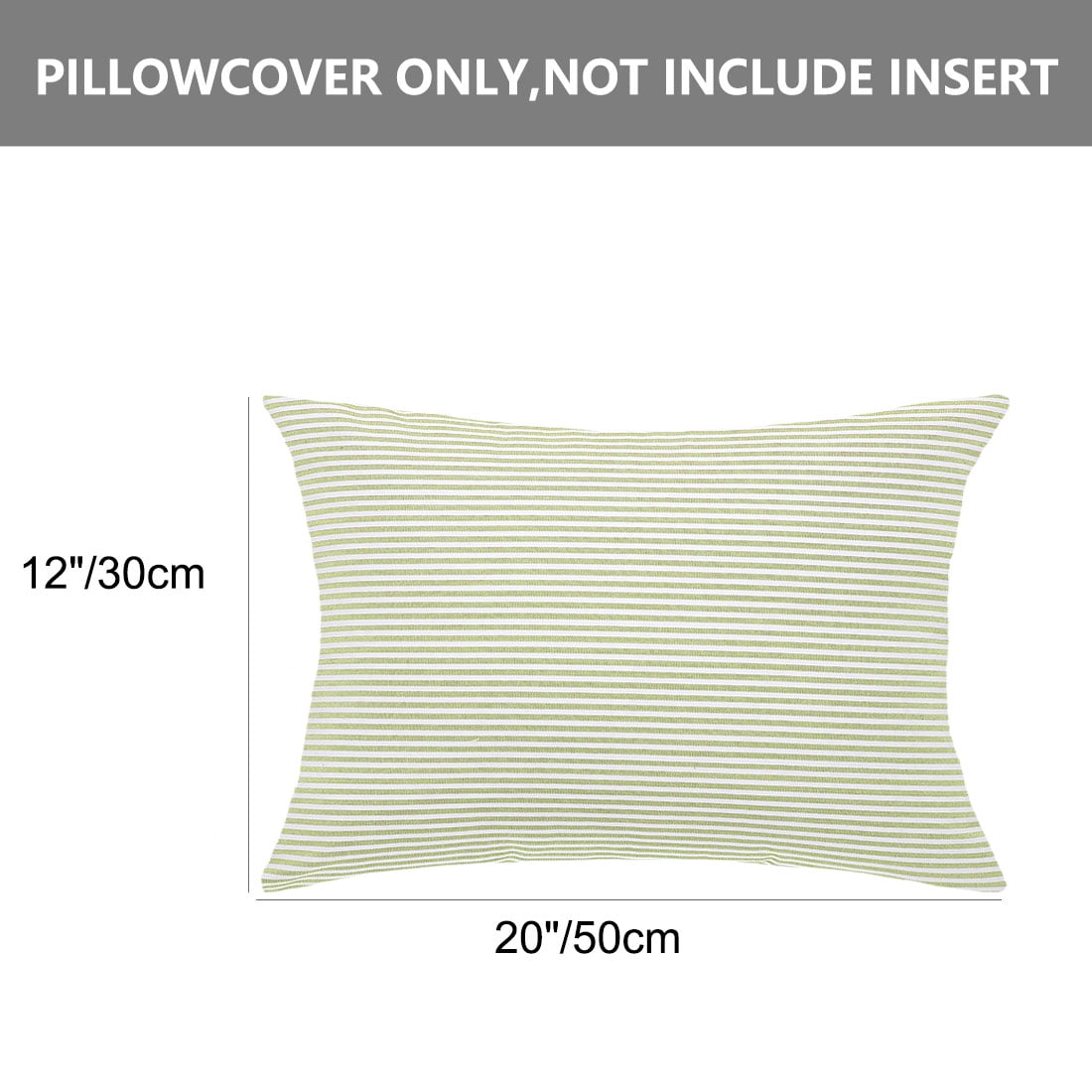 Unique Bargains Canvas Decorative Throw Pillow Cover 2-Pack Green and White 12" x 20"