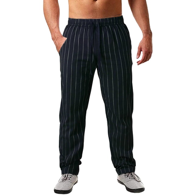 SHIXIAOO Men's Spring and Summer Pinstripe and Casual Sports Pants