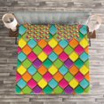 thumbnail image 3 of Ambesonne Geometric Quilted Bedspread Set 3 Pcs, Vivid Colored Curves, King Size, Multicolor, 3 of 3