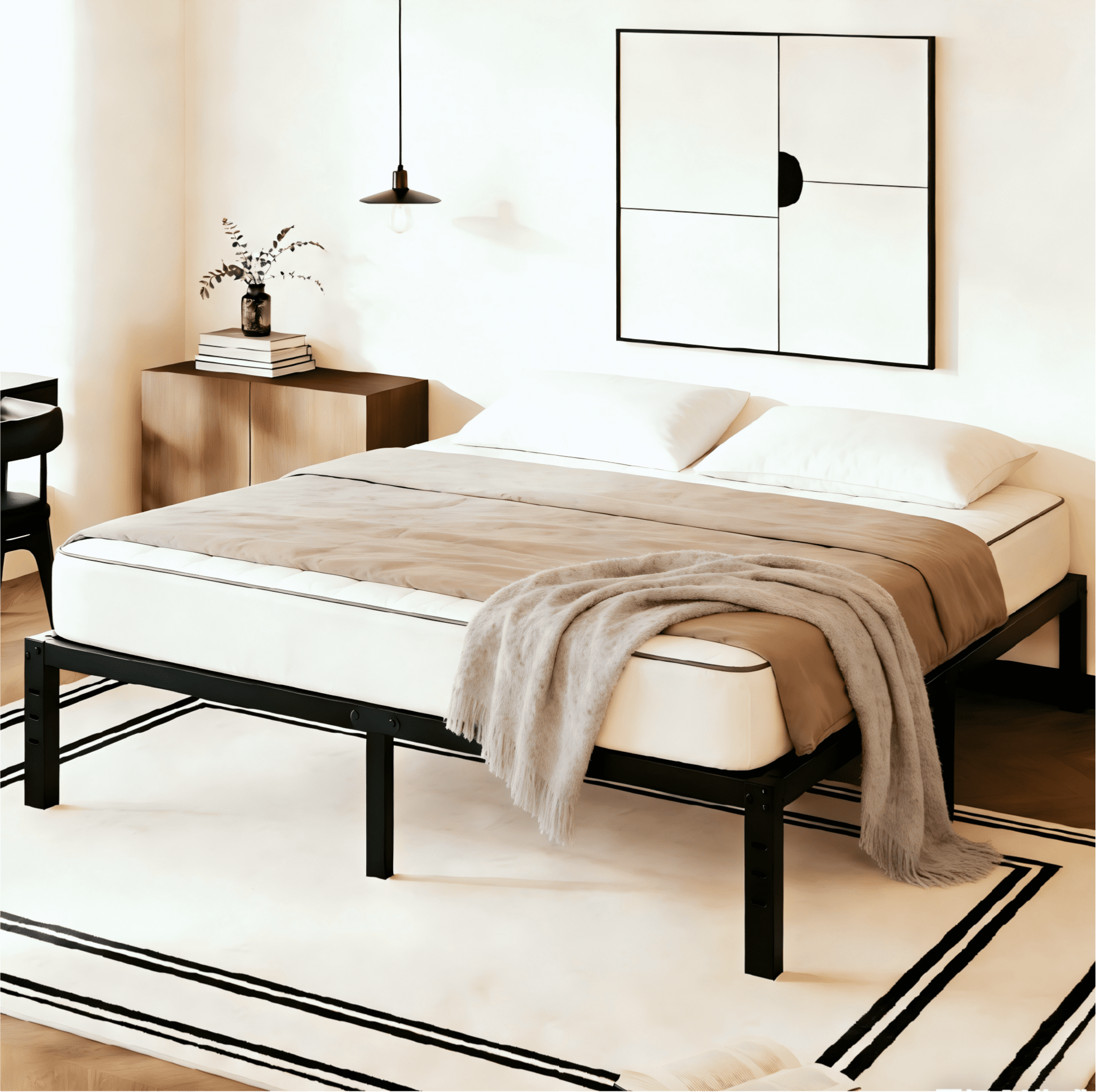RLDVAY 14 inch Queen Bed Frame,Easy Assembly,Heavy Duty Metal Platform,Noise-free,No Box Spring Needed