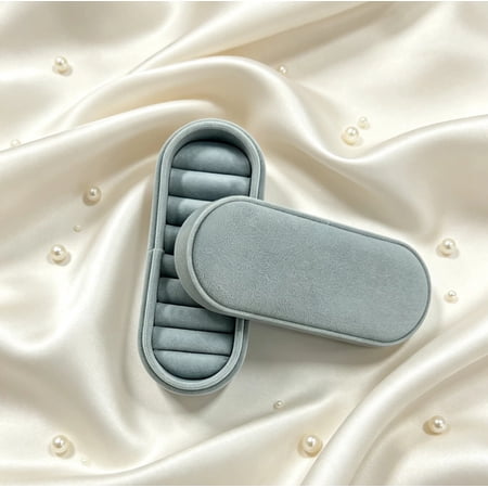 7 Slots Velvet Ring Box, Portable Jewelry Storage Organizer, Travel Ring & Earring Display Case for Wedding, Birthday Gifts